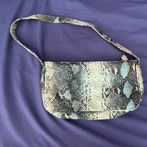 Turquoise snakeskin-print purse